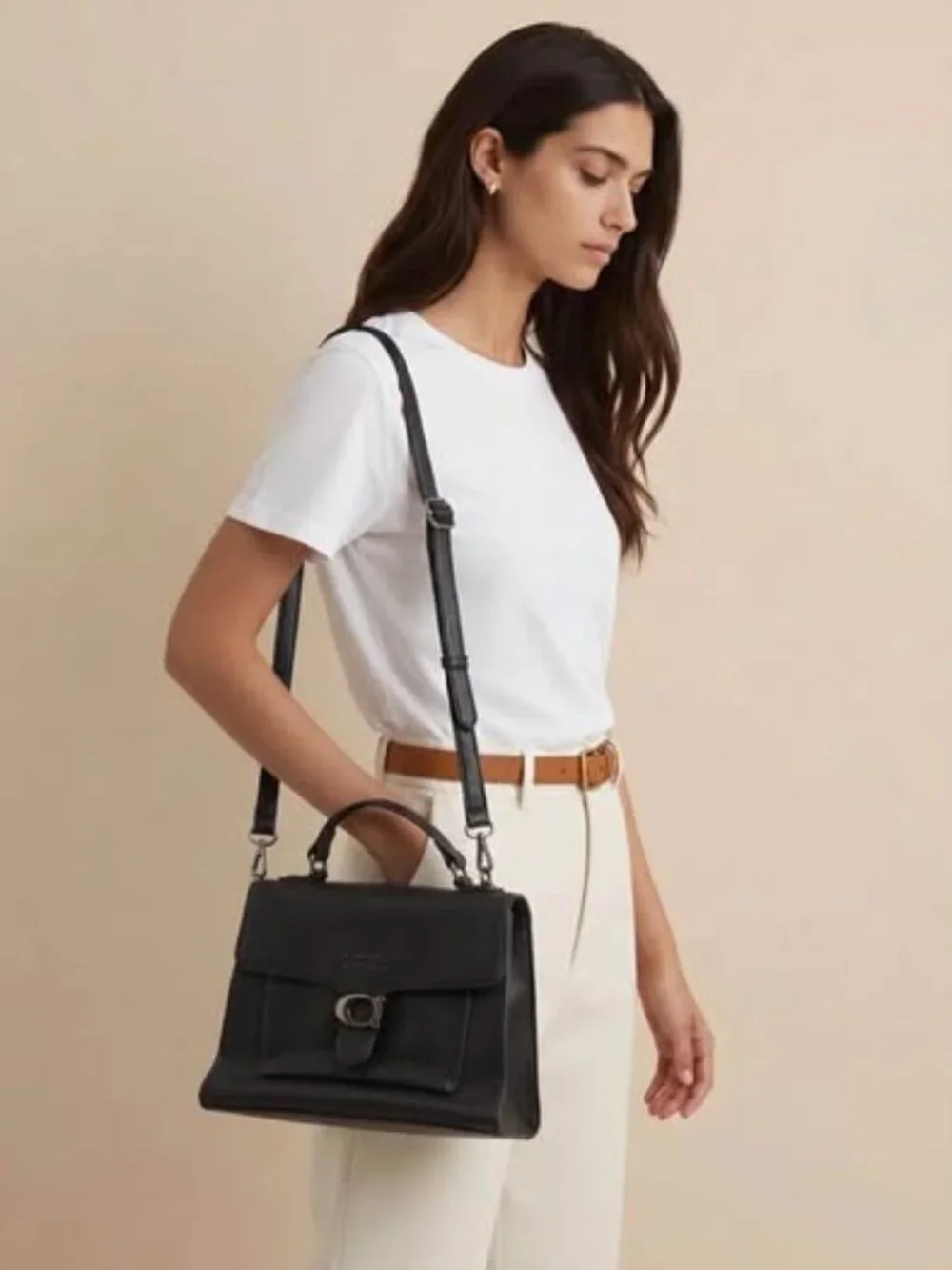 LouLu Black Satchel Handbag Crossbody Shoulder Bag Faux Leather